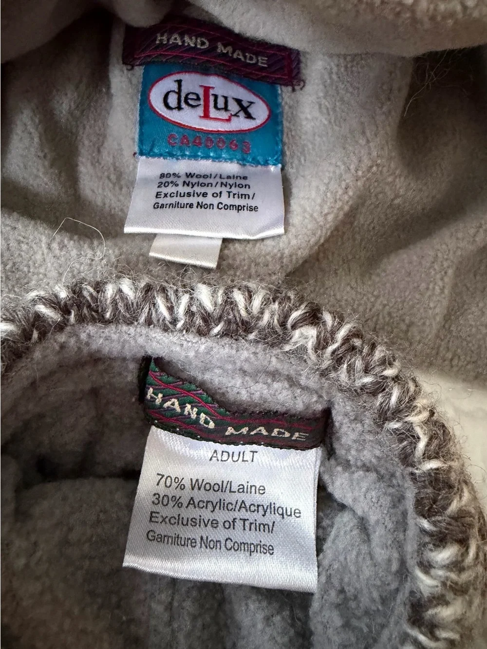 deLux Brand Adult Sock Monkey Knit Hat With Ear Flaps and Mittens Set